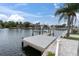 Private boat dock on a tranquil canal setting, offering easy access to waterways and boating at 5440 Manatee Point Drive, New Port Richey, FL 34652