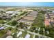 Aerial view of residential townhomes with nearby bodies of water, landscape, and a view of the city at 5520 White Marlin Ct, New Port Richey, FL 34652