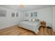 Comfortable bedroom with plantation shutters, hardwood floors, and neutral décor at 7424 Grand Blvd, New Port Richey, FL 34652