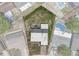 Aerial view of a single-Gathering home with a spacious backyard, highlighting the property lines at 7608 Dale Dr, Port Richey, FL 34668
