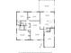 Home floor plan with garage, living room, kitchen, three bedrooms and two bathrooms at 7608 Dale Dr, Port Richey, FL 34668