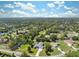 A high angle image showing pool, backyard, mature trees, and neighborhood streets at 9431 Amidon St, Spring Hill, FL 34608