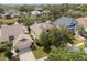 Aerial view of a home with a well-maintained yard, mature trees, and in a desirable neighborhood at 1010 Teal Pointe, Tarpon Springs, FL 34689