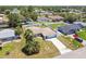 Expansive aerial view of a well-maintained single-Gathering home with a long driveway and fenced backyard at 11280 Sedgefield Ave, Spring Hill, FL 34608