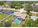 Beautiful home boasts a screened pool, fenced yard, and mature landscaping at 11280 Sedgefield Ave, Spring Hill, FL 34608