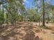 Expansive wooded backyard featuring a outdoor patio area with comfortable seating under the trees at 12229 Barnevelde Rd, Weeki Wachee, FL 34614