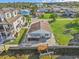 Aerial shot of a cozy home featuring a dock and waterway access at 13821 Judy Ave, Hudson, FL 34667