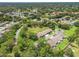 Elevated perspective captures homes in a leafy community with a glimpse of a serene pond at 1415 Pinewood Hills Ct, Spring Hill, FL 34606