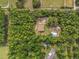 Aerial view of a home nestled among lush trees, offering privacy and a serene setting at 27295 Tarbel Rd, Brooksville, FL 34602