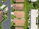 An aerial view displays neatly arranged homes with neutral roofs and lush green lawns in a well-maintained community at 3317 Abigail Ct, New Port Richey, FL 34655