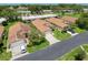 An aerial view of single-Gathering homes with attached garages and well-manicured lawns in a quiet neighborhood setting at 3317 Abigail Ct, New Port Richey, FL 34655