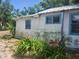 Side exterior featuring charming details, colorful flowers, and a small tropical palm at 3415 N 51St St, Tampa, FL 33619
