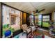 Screened sunroom features fan and view of front yard at 3841 Lanyard Ct # B, New Port Richey, FL 34652