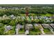 An aerial shot shows a home in a verdant neighborhood and community setting at 4082 Watson Dr, New Port Richey, FL 34655