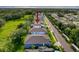 A neighborhood aerial view backing to a green space with tree lined streets at 4082 Watson Dr, New Port Richey, FL 34655