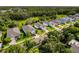 A high angle aerial view of several well maintained homes in a tree filled neighborhood at 4082 Watson Dr, New Port Richey, FL 34655