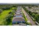 A neighborhood aerial view backing to a green space with tree lined streets at 4082 Watson Dr, New Port Richey, FL 34655