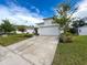 Charming single Gathering home featuring a two car garage, beautiful landscape and a freshly painted white exterior at 4082 Watson Dr, New Port Richey, FL 34655