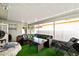 Enclosed patio with artificial grass, outdoor seating, and a screened-in area at 6795 23Rd S St, St Petersburg, FL 33712