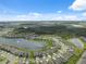 Vast aerial view captures a residential area with a beautiful lake and lush greenery extending into the distant horizon at 8938 Bower Bass Cir, Wesley Chapel, FL 33545