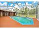 Enclosed pool with screened in porch and beautiful landscaping at 9130 Madrid Rd, Weeki Wachee, FL 34613
