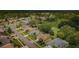 Neighborhood aerial view showcasing the houses, landscape, and proximity to the golf course at 9719 Oakwood Hills Ct, New Port Richey, FL 34655