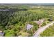 Scenic aerial view of home with lush greenery and a neighboring pond at 11510 Lakeview Dr, New Port Richey, FL 34654
