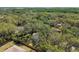 An aerial view of a charming home nestled among mature trees and a wooden fence, providing privacy and a natural setting at 13901 Vacation Ln, Odessa, FL 33556