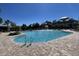 Beautiful community pool featuring clear blue water, brick surround, and a decorative fountain at 1783 Oak Hammock Ct, Lutz, FL 33558
