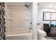 Cozy bathroom with a shower-tub combination and modern vanity at 22348 Olean Blvd, Port Charlotte, FL 33952