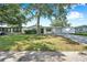 A cozy single-Gathering home boasts a lush green lawn and mature trees at 3118 Lloyd Dr, Holiday, FL 34691