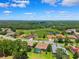 Attractive aerial view showcases homes with pools by green spaces and trees at 5121 Delacroix Dr, Brooksville, FL 34604