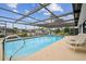 Beautiful in-ground pool with screened enclosure, patio area and canal view at 9921 San Mateo Way, Port Richey, FL 34668