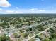 Aerial view highlighting a neighborhood with neatly arranged homes, green spaces, and well-maintained roads at 10091 Bannister St, Spring Hill, FL 34608