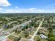 A wide aerial shot of a peaceful neighborhood dotted with cozy homes and leafy trees at 10091 Bannister St, Spring Hill, FL 34608