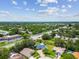 Expansive aerial view of a residential neighborhood with mature trees and well-maintained streets under a partly cloudy sky at 1071 Lexington Ct, Largo, FL 33771