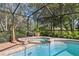 Relaxing spa connected to the pool, surrounded by lush landscaping and a screened enclosure at 12295 Clarendon Ct, Spring Hill, FL 34609