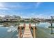 Long wood dock and calm canal with waterfront homes at 13836 Darlene Ave, Hudson, FL 34667