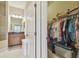 Bathroom featuring a walk-in closet, tiled shower and vanity at 20820 Amanda Oak Ct, Land O Lakes, FL 34638