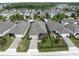Beautiful aerial view of a Primary-planned community with homes, lakes, and natural green spaces at 3885 Villamore Ln, Odessa, FL 33556