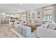 Spacious open-concept living area with modern decor, including a sectional sofa, dining area, and kitchen at 3885 Villamore Ln, Odessa, FL 33556