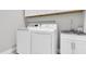 Bright laundry room with white washer and dryer and a utility sink for added convenience at 4026 Bonfire Dr, Odessa, FL 33556