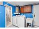 Functional laundry area with a washer, dryer, utility sink, and water heater at 5321 Mosaic Dr, Holiday, FL 34690