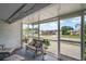Relaxing screened porch featuring cozy seating and views of the front yard at 5321 Mosaic Dr, Holiday, FL 34690