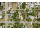 Aerial view showing the property in a residential neighborhood with mature trees at 6019 Wyoming Ave, New Port Richey, FL 34653