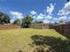 Spacious backyard featuring a well-maintained lawn and a privacy fence, perfect for outdoor activities at 6341 Hyperion Dr, Port Richey, FL 34668