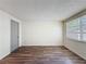 Empty bedroom featuring wood-look flooring, neutral walls, and a large window at 6341 Hyperion Dr, Port Richey, FL 34668