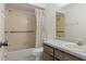 Full bath featuring a shower-tub combination and a vanity with white countertop at 7122 Barclay Ave # B, Spring Hill, FL 34609