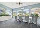 Elegant dining room featuring a large table, comfortable seating, and bright natural light from surrounding windows at 7423 Woodhollow Rd, Spring Hill, FL 34606