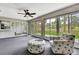 Relaxing sunroom with comfortable seating and sliding glass doors leading to the backyard at 7423 Woodhollow Rd, Spring Hill, FL 34606